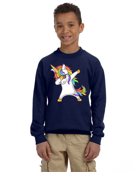 Kids Youth Sweatshirt Dabbing Unicorn Cute Rainbow Girly Dab Dance
