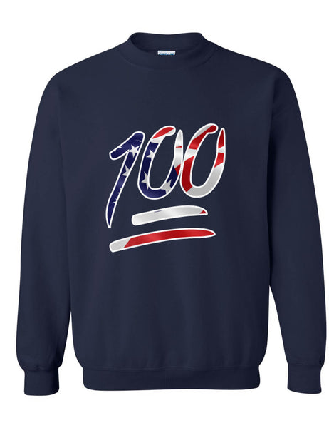 Adult Sweatshirt 100 Emoji USA Flag 4TH Of July Top Cool Summer Party
