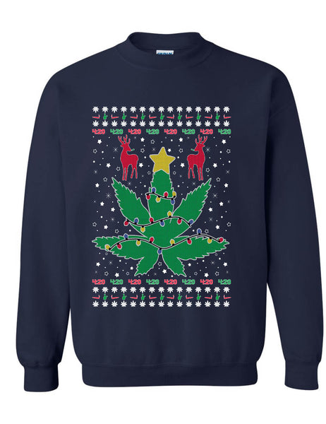 Adult Sweatshirt Ugly Christmas Weed Tree