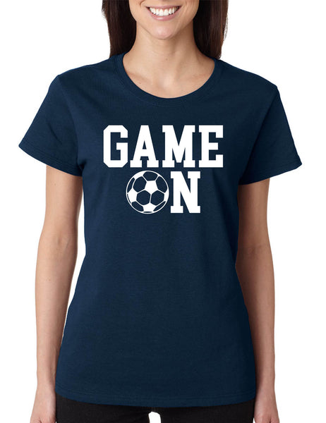 Women's T Shirt Game On Soccer Shirt Team Gift Love Sport Fans Tee