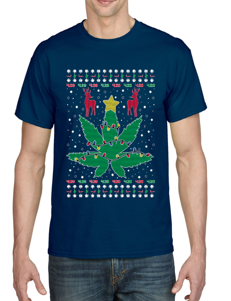 Men's T Shirt Ugly Christmas Weed Shirt Smoke Clothing