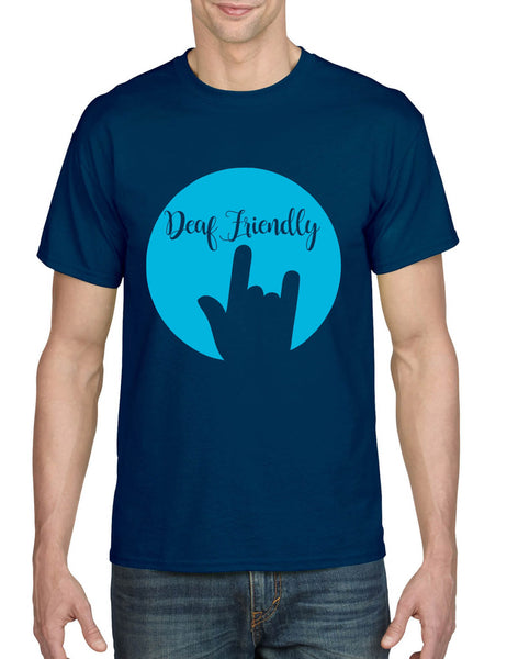 Men's T Shirt Deaf Friendly Deaf Awareness ASL Support Acceptance