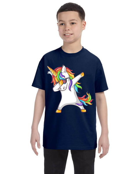 Kids Youth T Shirt Dabbing Unicorn Cute Girly Dancer Tee Rainbow Dab