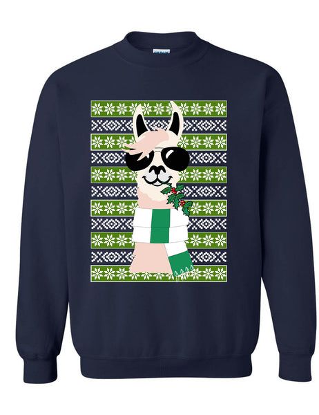 Adult Sweatshirt Cool Llama Ugly Christmas Fun Cute Animal Lover Gift