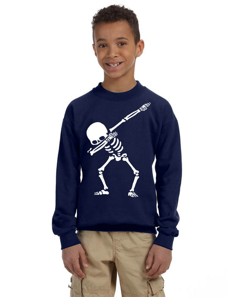 Kids Youth Sweatshirt Dabbing Skeleton Cool Hip Hop Dab Skull Gift