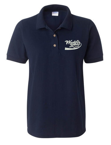 Women's Polo T Shirt World Best Mom Embroidered Mother's Day Gift