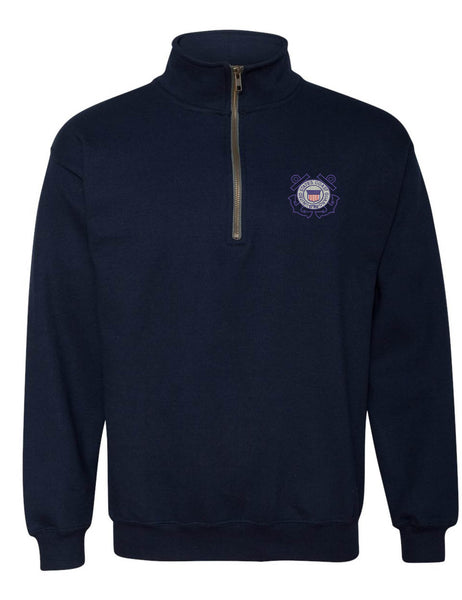 Adult Zip Collar Sweatshirt USCG Embroidered Coast Guard Top America