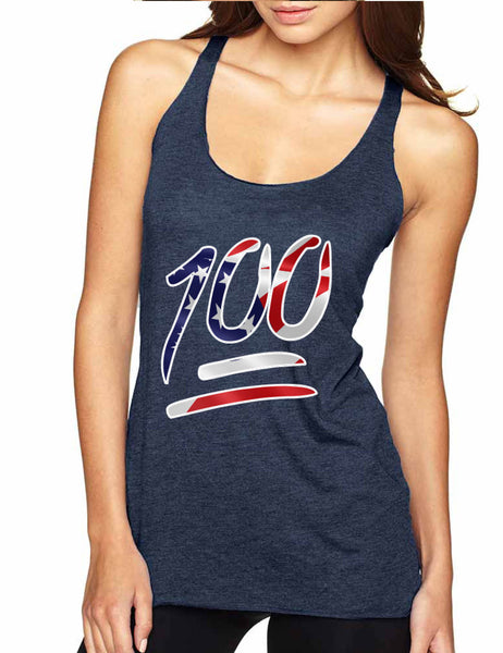 Women's Tank Top 100 Emoji USA Flag 4TH Of July Top Summer Party