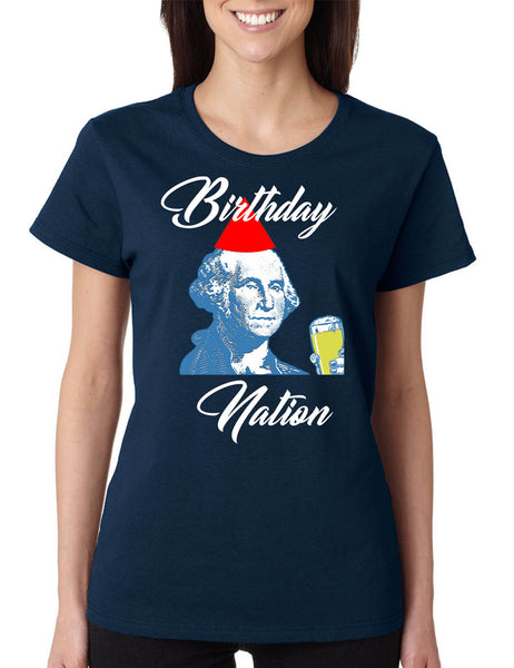 Women's T Shirt Birthday Nation Trendy 4th Of July USA Party Tee