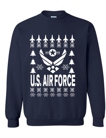 Adult Sweatshirt Air Force Ugly Christmas Sweater Party Holiday Gift