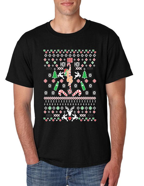 HO HO HO Christmas Dancer Men's Tee Shirt Ugly Christmas Sweater - ALLNTRENDSHOP