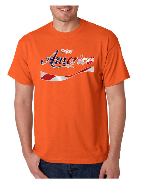Men's T Shirt Enjoy America 4th Of July Top Love USA Party