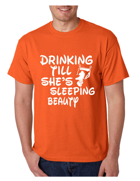 Men's T Shirt Drinking Till She's Sleeping Beauty Party Tee - ALLNTRENDSHOP - 3