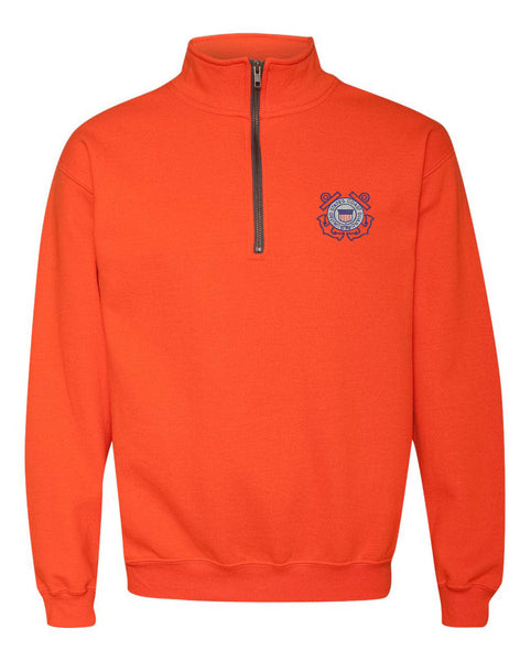 Adult Zip Collar Sweatshirt USCG Embroidered Coast Guard Top America