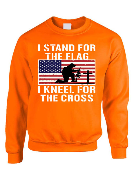 Men's Sweatshirt Stand For The Flag Kneel For The Cross Christian USA
