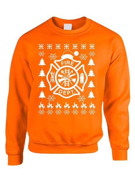 Adult Sweatshirt Fire Dept Ugly Christmas Firefighter Xmas Gift Idea