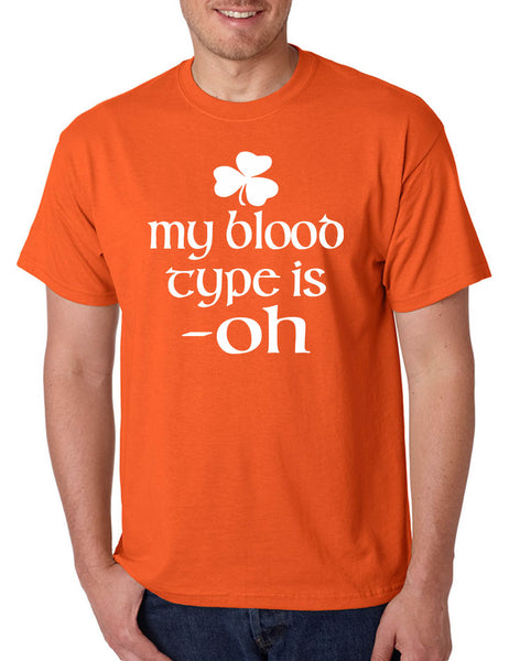 Men's T Shirt My Blood Type Is Oh Shamrock Saint Patrick's Irish Shirt
