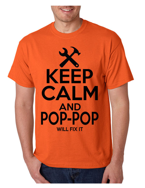 Men's T Shirt Keep Calm Pop Pop Will Fix It Grandpa Holiday Gift - ALLNTRENDSHOP - 3