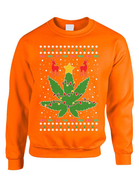Adult Sweatshirt Ugly Christmas Weed Tree