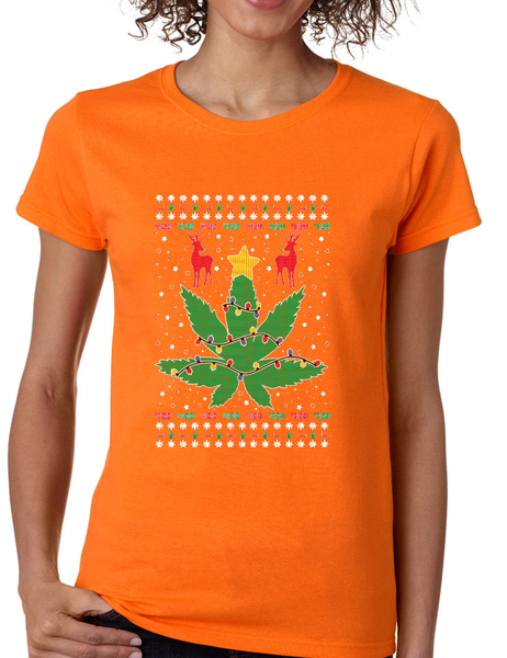 Christmas Weed tree Women's T Shirt Cool Xmas Dope Shirt