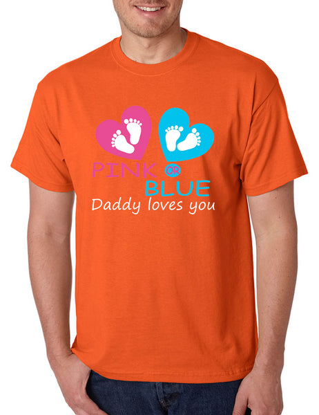 Men's T Shirt Pink Or Blue Daddy Loves You Gender Reveal Maternity