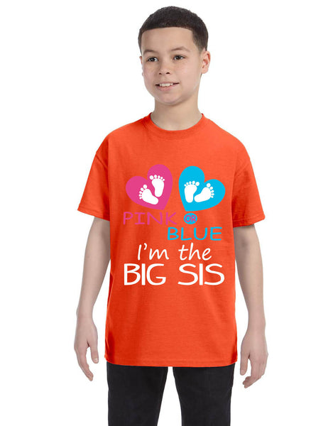 Kids Youth T Shirt Pink Or Blue Im The Big Sis New Born Gender Reveal