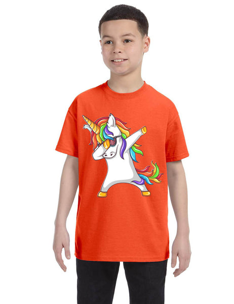 Kids Youth T Shirt Dabbing Unicorn Cute Girly Dancer Tee Rainbow Dab