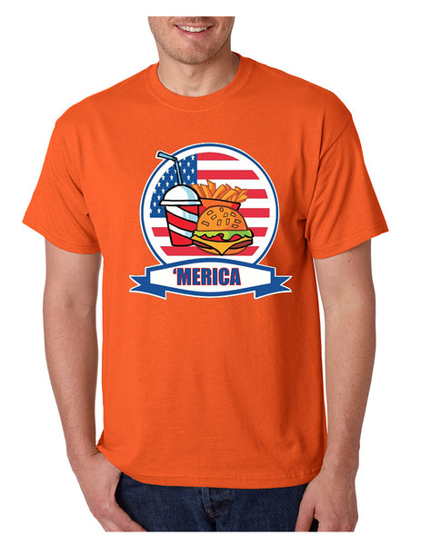 Men's T Shirt Fast Food 'merica Love America USA Top