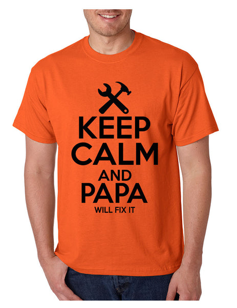 Men's T Shirt Keep Calm And Papa Will Fix It Grandpa Holiday Gift - ALLNTRENDSHOP - 4