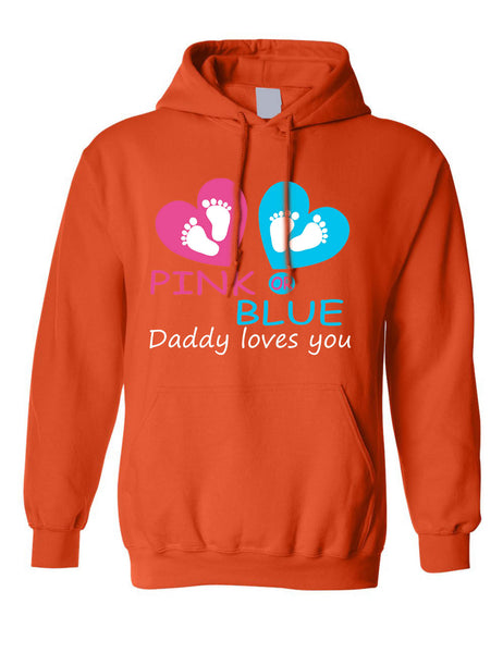 Men's Hoodie Pink Or Blue Daddy Loves You Gender Reveal Shower