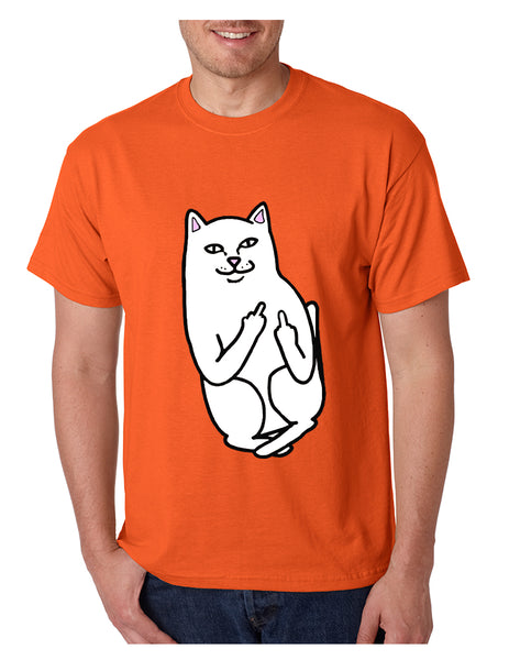 Men's T Shirt Middle Finger Cat Funny Humor Tshirt