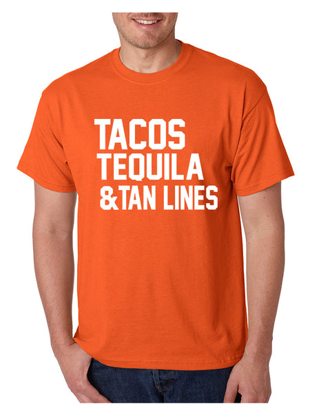 Men's T Shirt Tacos Tequila Tan Lines Beach Summer Top