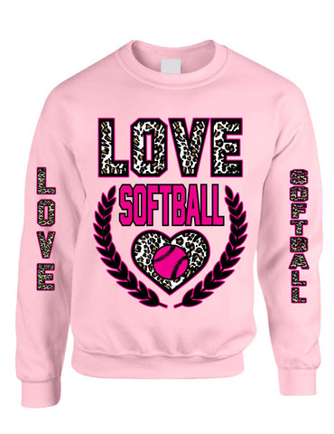 Love Softball Leopard womens Sweatshirts - ALLNTRENDSHOP - 1