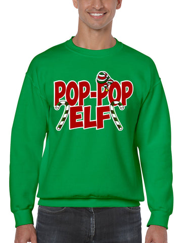 Men's Crewneck Pop Pop Elf Ugly Xmas Holiday Family Cute Gift - ALLNTRENDSHOP