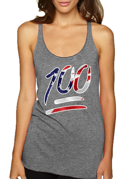 Women's Tank Top 100 Emoji USA Flag 4TH Of July Top Summer Party