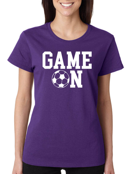 Women's T Shirt Game On Soccer Shirt Team Gift Love Sport Fans Tee