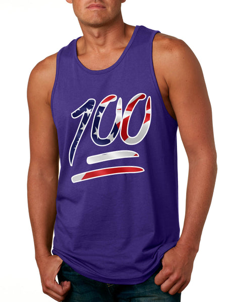 Men's Tank Top 100 Emoji USA Flag Trendy 4TH Of July Top Party Tee