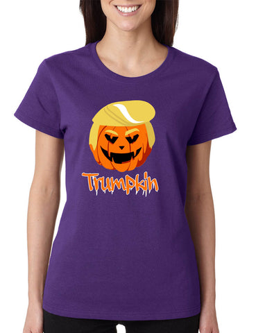 Women's T Shirt Trumpkin Funny Trump Halloween Shirt Trendy Pumpkin