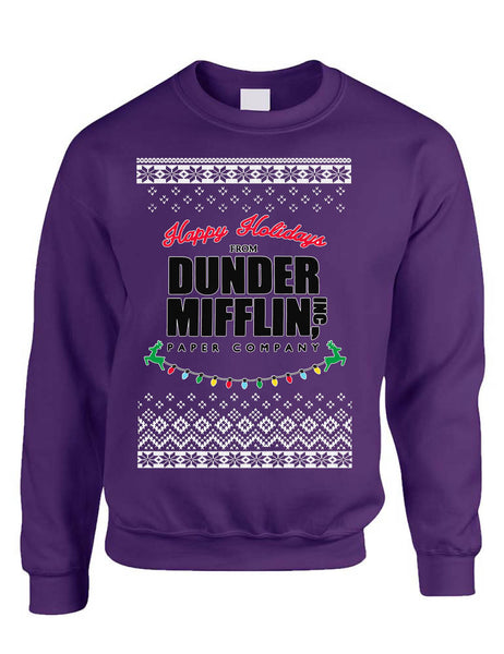 Happy Holidays From Dunder Mifflin Paper Christmas Adult Ugly Sweatshirt