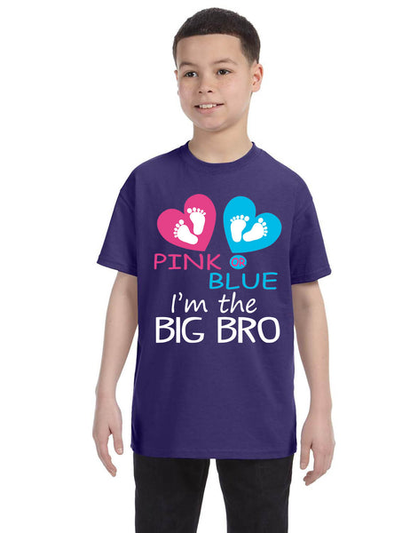 Kids Youth T Shirt Pink Or Blue Im The Big Bro New Brother Reveal Tee