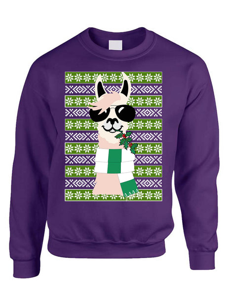 Adult Sweatshirt Cool Llama Ugly Christmas Fun Cute Animal Lover Gift
