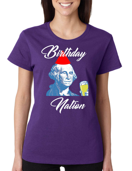 Women's T Shirt Birthday Nation Trendy 4th Of July USA Party Tee