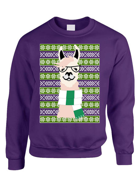 Adult Sweatshirt Nerd Llama Ugly Christmas Fun Cute Animal Fans Gift