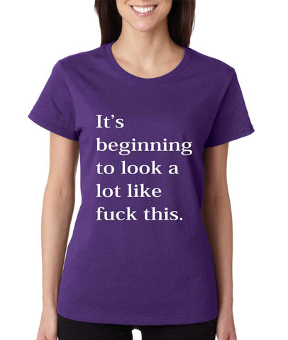 Women's T Shirt Beginning To Look A Lot Like F**k Fun Tee - ALLNTRENDSHOP - 1