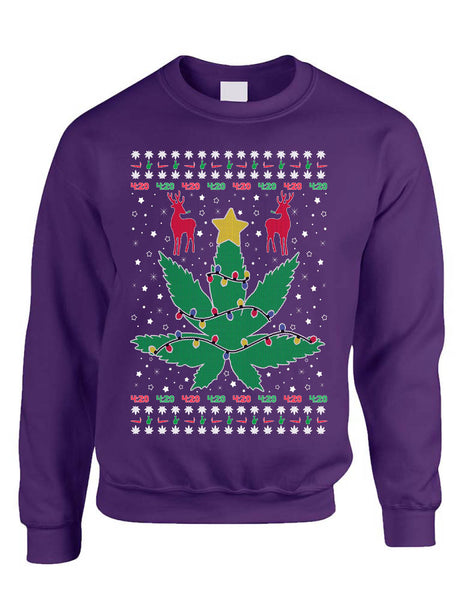 Adult Sweatshirt Ugly Christmas Weed Tree