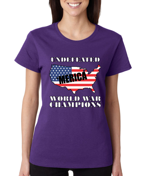 Women's T Shirt Undefeated World War Champions Love USA