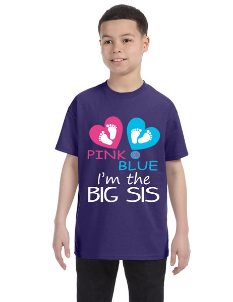 Kids Youth T Shirt Pink Or Blue Im The Big Sis New Born Gender Reveal