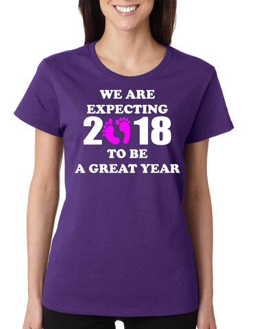 Women's T Shirt We Are Expecting Girl Maternity Reveal 2018 To Be