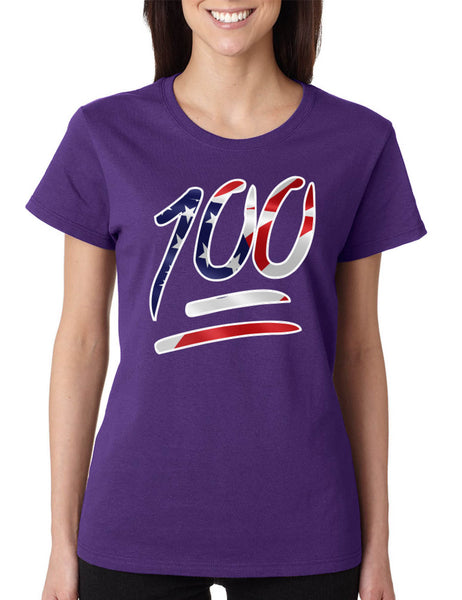 Women's T Shirt 100 Emoji USA Flag Cool 4TH Of July Shirt Summer
