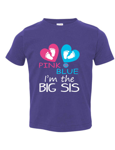Toddler T Shirt Pink Or Blue I'm The Big Sis Reveal New Born Sister